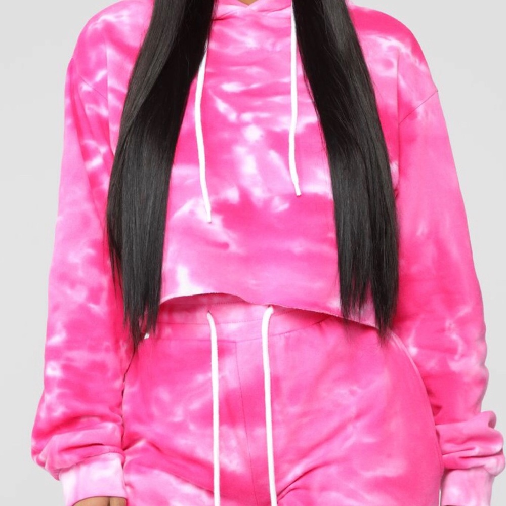 Pink/white tye dye crop sweater